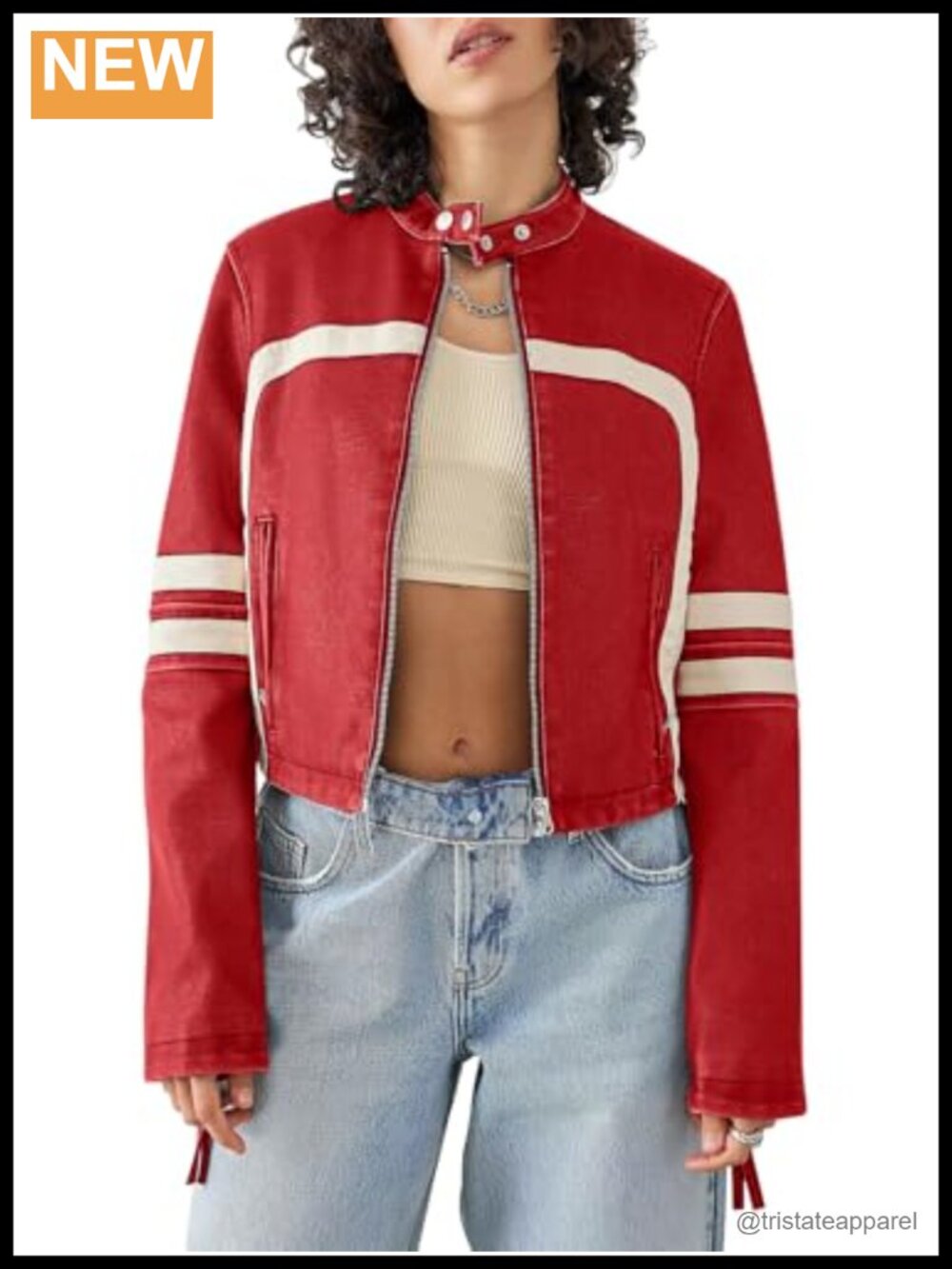 Womens Faux Leather Jacket Cropped Moto Biker Zip Up Coat